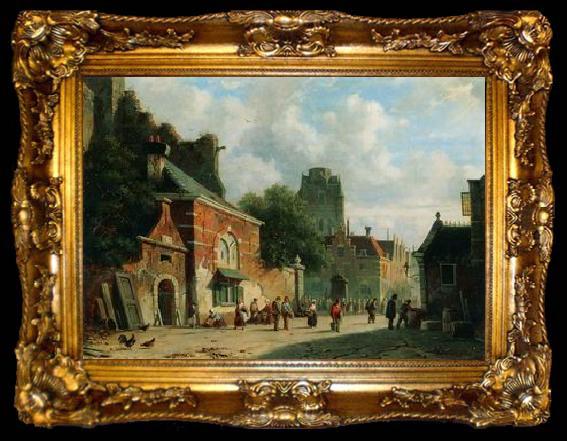 framed  unknow artist European city landscape, street landsacpe, construction, frontstore, building and architecture.330, ta009-2